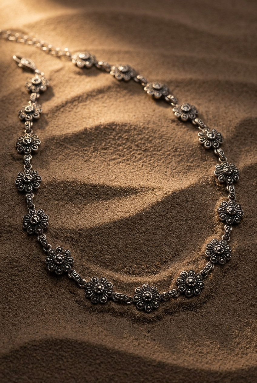 Vintage Blossom Marcasite payal